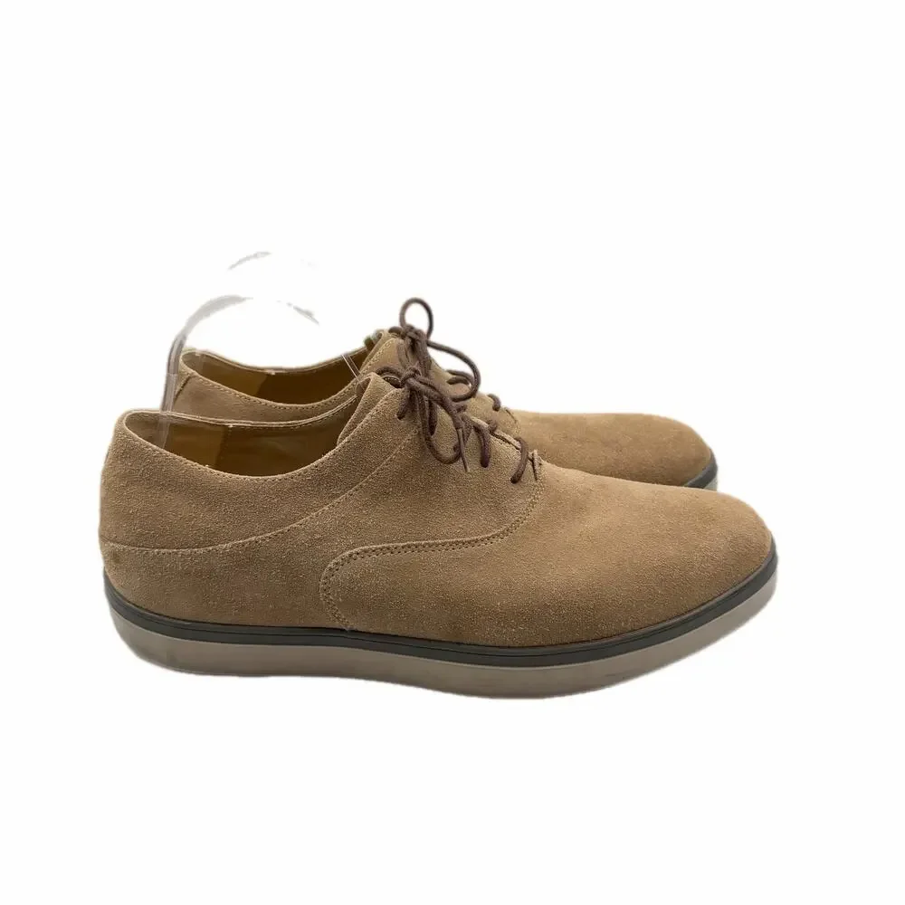 FitFlop Lewis Men’s 9 Beige Tan Suede Leather Lace Up Comfort Casual Oxford Shoe